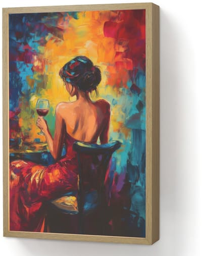 Wandlamp 40x60 cm - Oplaadbaar - Wijn - Vrouw - Sfeervol - Kleurrijk - Wandlampen binnen woonkamer - Slaapkamer lamp - Decoratieve nachtlamp - Vloerlamp draadloos