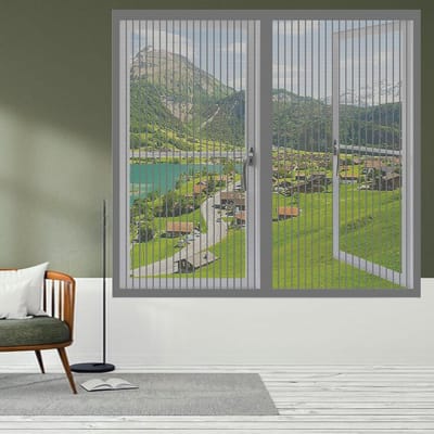 Magnetisch Hor - Muggenhor Raam - Insecten Buiten Houden - Zonder Boren Te Plaatsen - 100 x 60 cm - Grijs