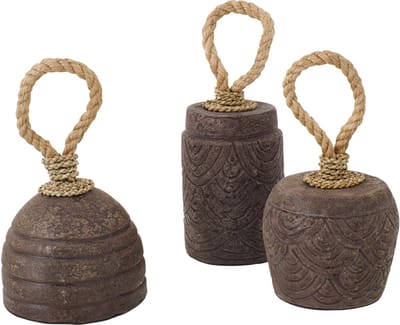 J-Line deurstopper - keramiek - bruin - set van 3