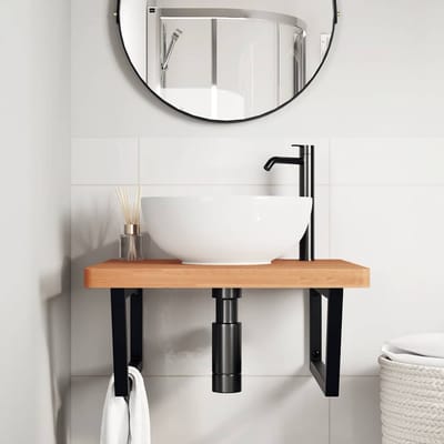 vidaXL - Badkamer - wandschap - staal - en - massief - beukenhout