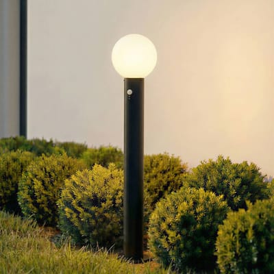 Lindby tuinpadverlichting Dangan, zwart/wit, 90 cm, glas, sensor