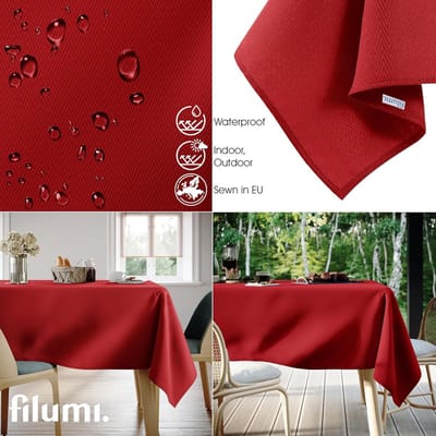 Tafelkleed - Decoratieve doek - Eettafel aankleden - Waterdichte coating - 140 x 240 cm - Bordeauxrood
