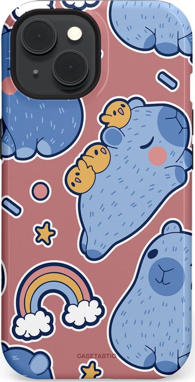 Casetastic Hoesje Geschikt voor Apple iPhone 15 Magsafe - Stijlvolle Beschermende Duo-layer Case - Capibara knuffelvriend