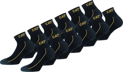 Caterpillar 12 Paar Robust Sneaker Korte Werksokken - Versterkt op Hiel en Teen - Katoen Zwart 39-42