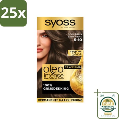 25 x SYOSS - Oleo Intense 5-10 - Haarverf - Permanente Haarkleuring - Cool Bruin - Langdurige Kleur - Grootverpakking - Haarverf - Permanente Haarkleuring - Cool Bruin - Olie-formule - Grijsdekking
