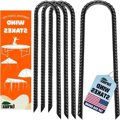 Trampoline Grondankers - Wind Stakes Veiligheid - Trampoline Stabiliseren - U-vormig Ontwerp - 30 cm Lengte - Zwart