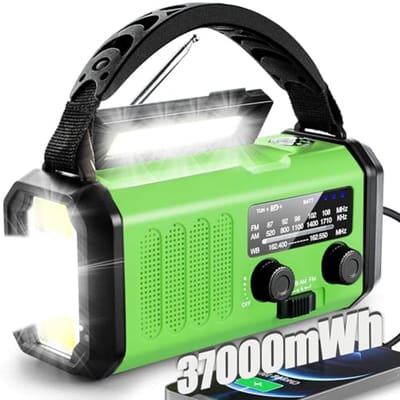 37000mWh Noodsituatie Hand Crank Radio met LED Zaklamp en Zonne-energie voor Camping en Buitenactiviteiten