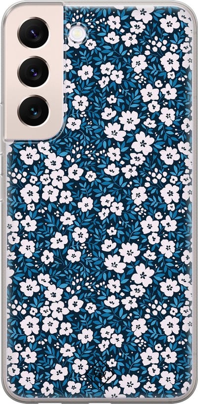 Casimoda® hoesje - Geschikt voor Samsung S22 Plus - Bloemen Blauw - Backcover - Siliconen/TPU - Blauw