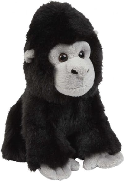 Ravensden Pluche knuffel dier - Gorilla aap - zwart - 18 cm - Speelgoed - Apen knuffelbeesten
