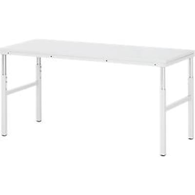 Rau ESD-onderbouwtafel E-serie, handmatig in hoogte verstelbaar, 28 mm spaanplaat met melamine coating, tot 450 kg, B 1800 x D 500 x H 650-1000 mm, lichtgrijs