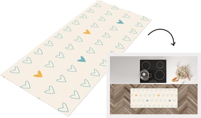 Keukenloper - Loper keuken - Minimalisme - Patroon - Baby - Hart - 120x50 cm - Keukenloper vinyl