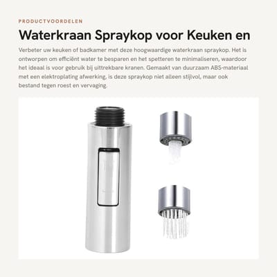 Dailygoods - Waterkraan Spraykop voor Keuken en Badkamer - ABS, Galvaniseerde Afwerking