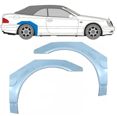Reparatiepaneel achterspatbord voor Mercedes CLK A208 Cabrio 1997-2003 / Rechts