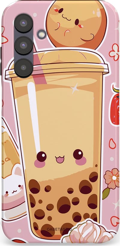 Casetastic Hoesje Geschikt voor Samsung A25 - Stijlvolle Beschermende Duo-layer Case - Kawaii Thee Design - Bubble Tea