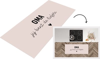 Keukenloper - Loper keuken - Spreuken - Quotes - Oma Jij bent de liefste - Moederdag - Grootouders - Roze - 120x50 cm - Keukenloper vinyl