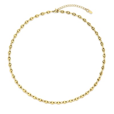 CO88 Collection 8CN-26412 Stalen Ketting - Koffieboon Schakel - Kettinkje - Collier - 4,5mm - 40+5cm - Staal - Goudkleurig
