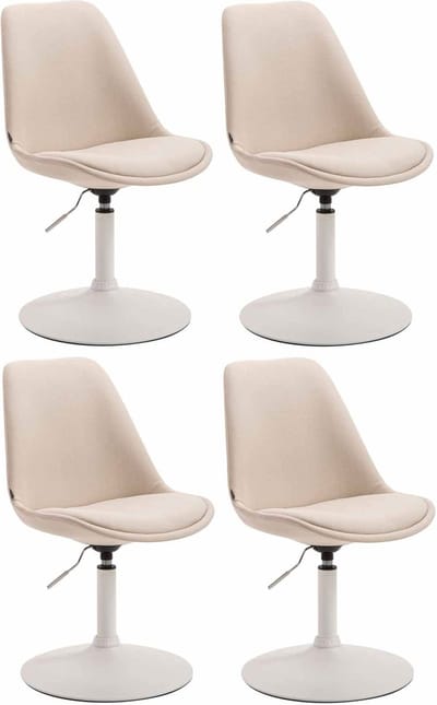 CLP Maverick Set van 4 Eetkamerstoelen - Stof creme wit