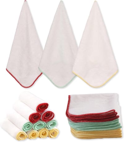 Set van 12 Herbruikbare Bamboe Babywashandjes en Gezichtsdoeken - Duurzaam en Milieuvriendelijk