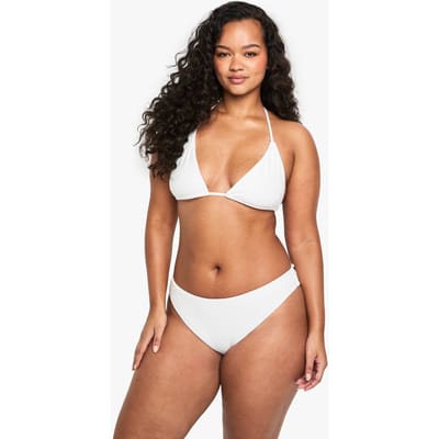 boohoo Dames Plus Swimwear Essentials High Waist Brief | White | Maat: 20