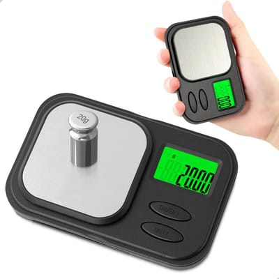 CRVFTED Compacte Precisie Weegschaal 0,1 gram tot 500 gram Incl. Batterijen - Digitale Keukenweegschaal - Digitaal - Mini Weegschaal - Compact - Zwart