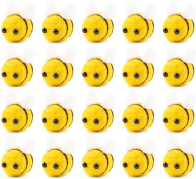 Set van 20 Bij Kostuum Haarbanden en Manchetjes voor Volwassenen - Wolvilt Knutselmateriaal voor DIY Haarspelden, Sieraden en Kledingaccessoires