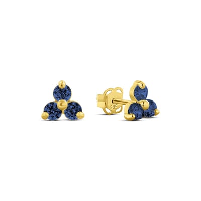 New Bling 9NBG-0669 Gouden Oorbellen met Zirkonia - 3x2,5mm - 5,5mm - Zirkonia - Blauw - Oorknopjes - 14 Karaat - Goud