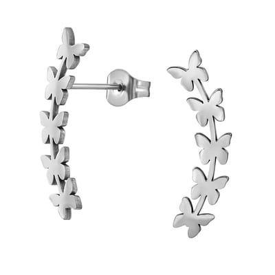 Zilver kleurige stainless steel vlinder dames oorbellen | chirurgisch staal | hypoallergeen | Zilverana | RVS