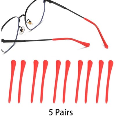 5 paar per set siliconen brilpootjes zachte brilpootjeshouders meerkleurig elastisch mini brillenkoord red