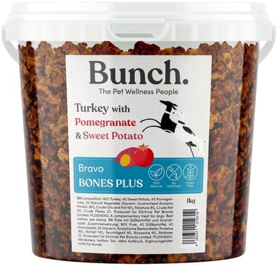 Bunch voordeelemmer natuurlijke trainers voor honden - kalkoen met granaatappel & zoete aardappel - 1KG