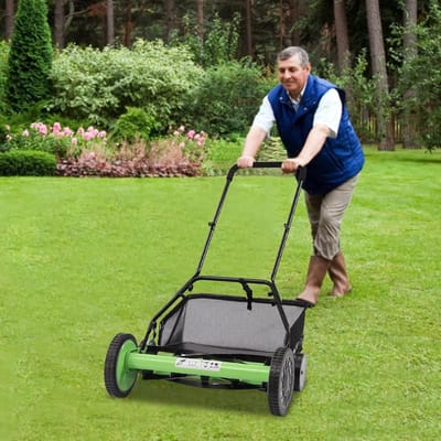 Handgrasmaaier - Handduwmaaier Spindelmaaier - Gazon Onderhouden - Instelbare Maaihoogte - 50 cm Maaibreedte - Groen Zwart