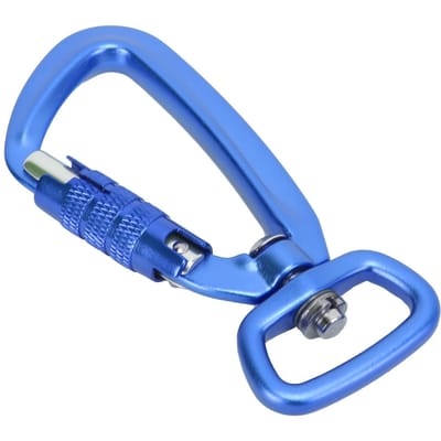 Karabijnhaakclip met automatische vergrendeling, vierkante onderkant, 360 graden draaibare haak, accessoire voor hondenriemen en hangmatten blue