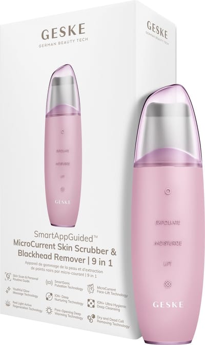 GESKE | SmartAppGuided™ MicroCurrent Skin Scrubber & Blackhead Remover | 9 in 1 | Tools huidverzorging | Gezichtsreiniging | Anti-aging en reiniging | Professionele facelift | Mee-eter verwijderaar