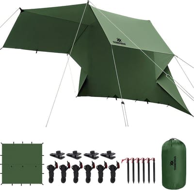 Waterdicht Tentzeil - Kampeerzeil Outdoor - Bescherming Tegen Weer - Veelzijdige Bevestiging - 3 x 4 Meter - Groen