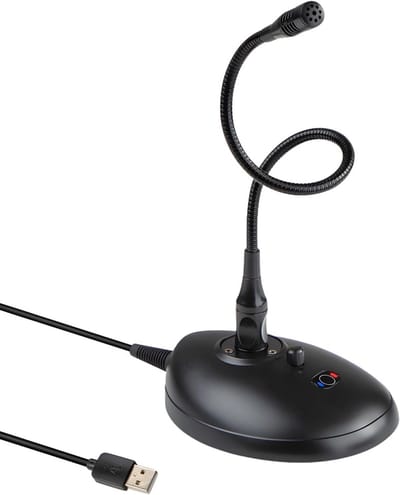 Zwanenhals Microfoon - Desktop Mic - Conferentie Streaming - 360 Graden Pickup - 15.5 x 12 x 23cm - Zwart