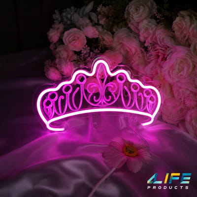 Prinsessen kroon Led neon lamp - wandlamp - tiara - meisjes - Thema feest - verjaardag - cadeau - babykamer - kinderkamer - sfeerlamp - nachtlamp - decoratie