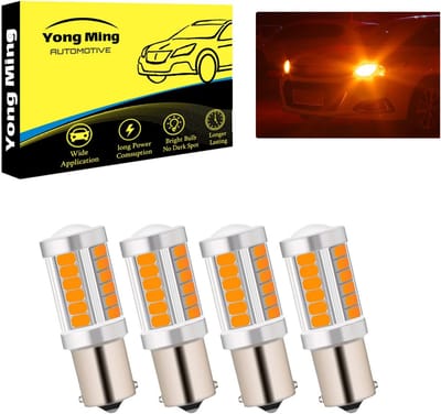 4x Amber LED Lamp BA15S 1156PY PY21W Dubbele Functie voor Knipperlicht/Remlicht - 9-26V