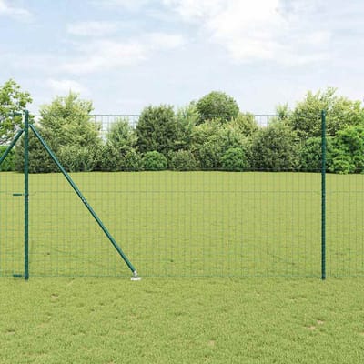 vidaXL - Euro-hek - met - grondpennen - 10 - x - 1,5 - m - PVC-Coated - Staal - Groen - Mesh