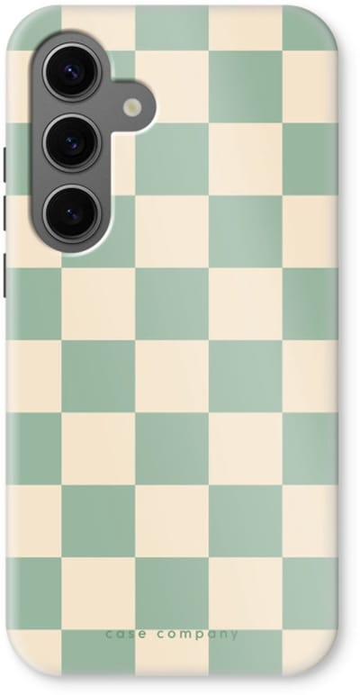 Case Company® - Hoesje geschikt voor Samsung Galaxy S24 hoesje - Checkered Mint - Tough Case - Maximale Bescherming alle Kanten en Schermrand