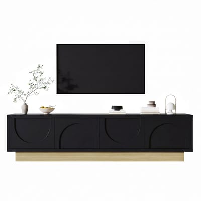 TV-meubel 180 cm - met Opbergruimte en Kabelmanagement - MDF - Zwart