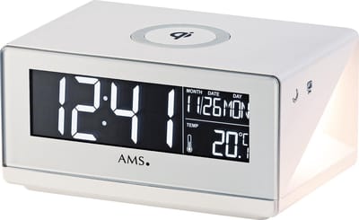AMS T1300 - Wekker - Digitaal - Tafelklok - Nachtlamp - Smart-telefoon oplader - Stil uurwerk - Wit