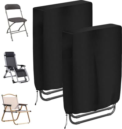 Stoelhoes 2-pack 210D Oxford beschermhoes voor opvouwbare stoelen Waterdichte, robuuste tuinstoelhoes Anti-UV-hoes voor tuinmeubelen Ligstoel opvouwbare stoel