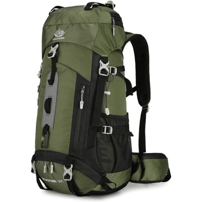 Sac à dos étanche d'alpinisme, sac à dos de randonnée de 60l, sac à dos de Camping de grande capacité vert foncé