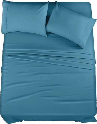 4-delig Beddengoedset van Geborsteld Microvezel - Onderhoudsvriendelijk en Krimpbestendig - Denim Blauw
