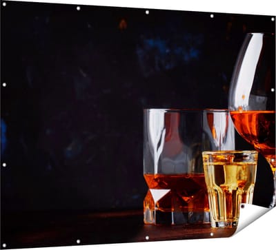 Gards Tuinposter Sterke Alcohol Drank - Glazen - 160x120 cm - Tuindoek - Tuindecoratie - Wanddecoratie buiten - Tuinschilderij