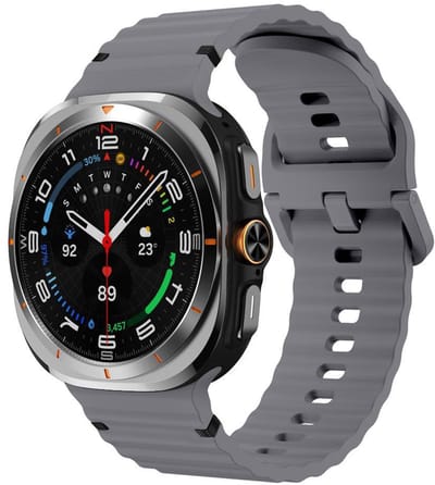 Siliconen wave bandje - geschikt voor Samsung Galaxy Watch 8 (40mm) / Galaxy Watch 8 (44mm) / Galaxy Watch 8 Classic - maat M/L - gespsluiting - grijs