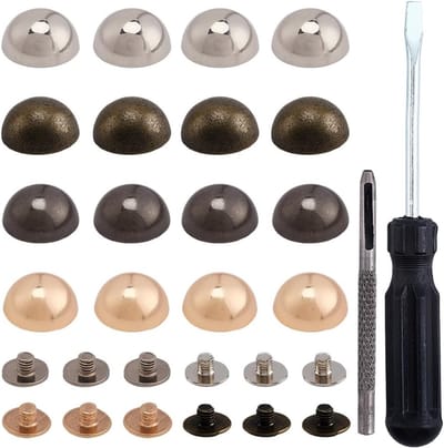 20 sets 15 x 8 mm ronde koppelstukken in legering voor DIY lederwaren, ambachtelijke gordels en handtassen in 4 kleuren