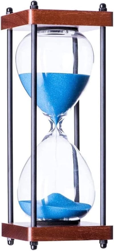 Zandloper Timer - Zandklok Decoratie - Tijd Management - Houten Frame - 30 Minuten - Blauw