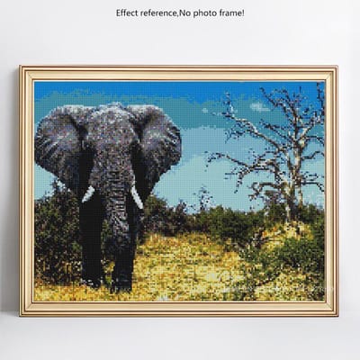 Point de Croix Mosaïque 5D DIY Peinture Diamant Éléphant Strass Broderie Diamant Rond Complet 20X30CM blue