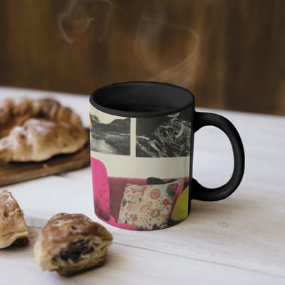 Magische Mok - Foto op Warmte Mokken - Koffiemok - Vrouw - Kat - Bloemen - Kopje - Retro - Magic Mok - Beker - 350 ML - Theemok