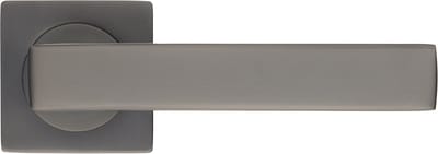 Ostiumhome® - Deurbeslag- Deurklink - Gun Metal - vierkante rozet - 145 mm - Anzio